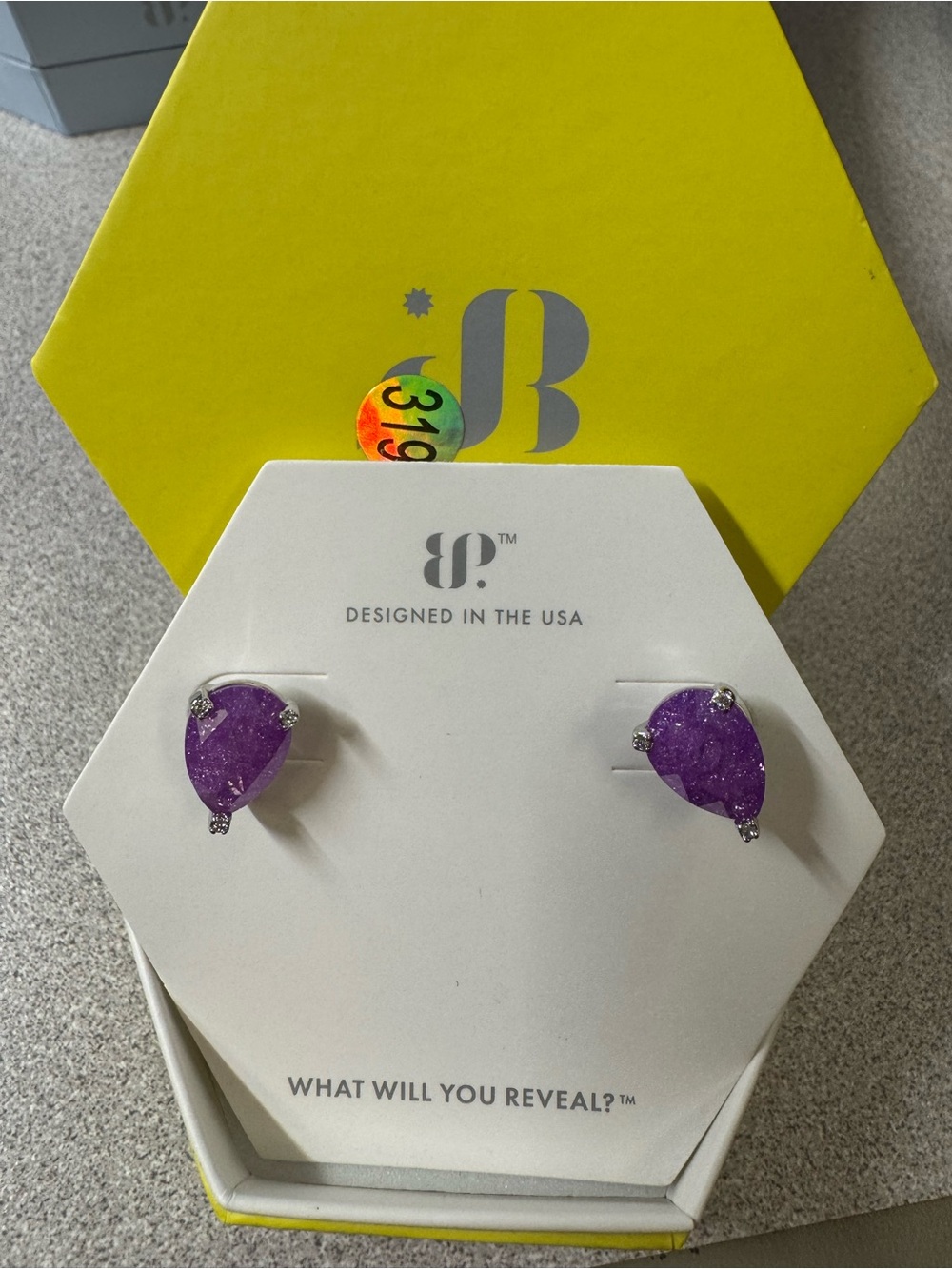 bp Teardrop Purple Stud Earrings - Designed in the USA